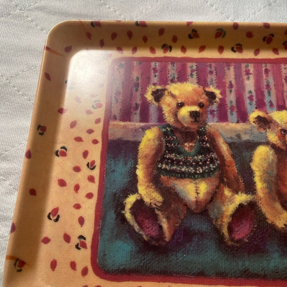 Vintage Teddy Bear family Plastic Serving Display Tray Rectangular melamine 90s - Picture 7 of 10
